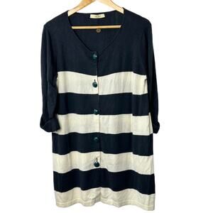 Isabella Sinclair Black & White Stripe Cardigan Chunky Buttons Women's  Large